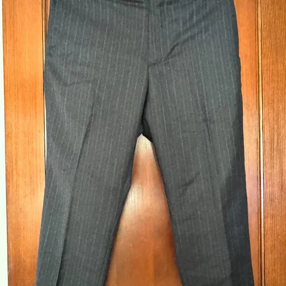 Banana Republic Tailored Slim-Fit Charcoal Gray Italian WoolTrouser Size 32x30 - Picture 2 of 7